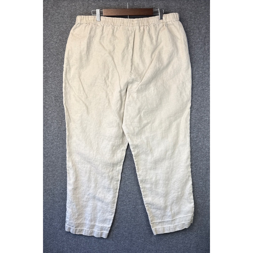 Orvis Womens XL 100% Linen Drawstring Elastic Waist Pants Beige Cruise Sailing - Picture 6 of 13